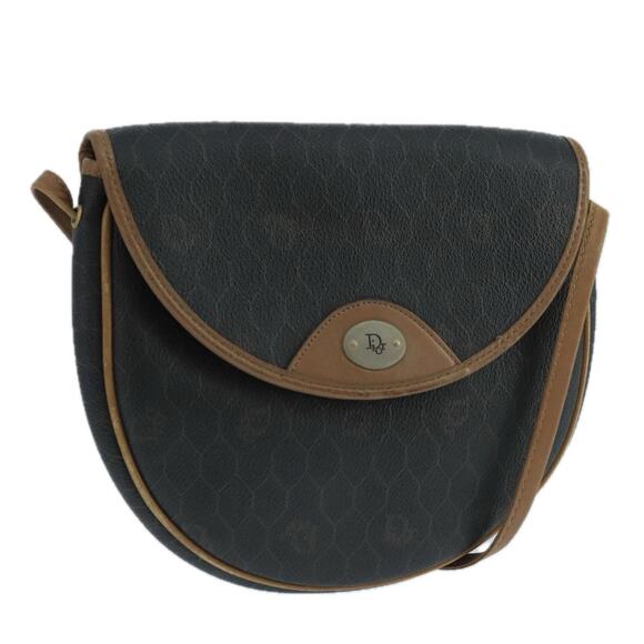 DIOR Honeycomb Canvas Shoulder Bag Leather Black - Picture 1 of 16
